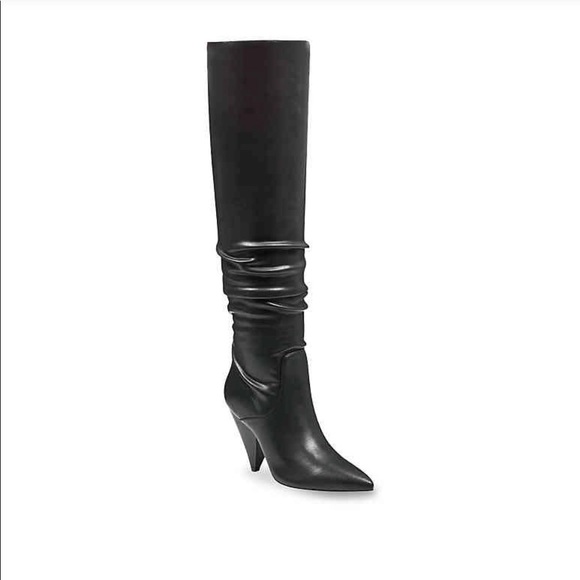 Shoes - Black Faux Leather Knee High Boots